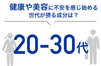 健康や美容に不安を感じ始める 世代が摂る成分は？20代～30代