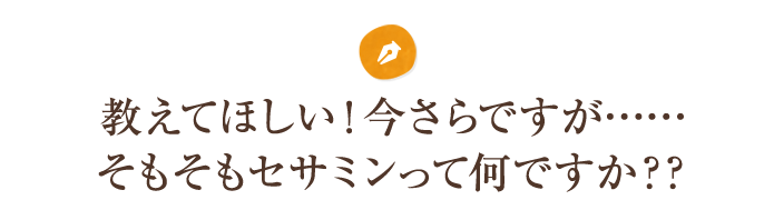 教えてほしい！今さらですが……
                    そもそもセサミンって何ですか？？