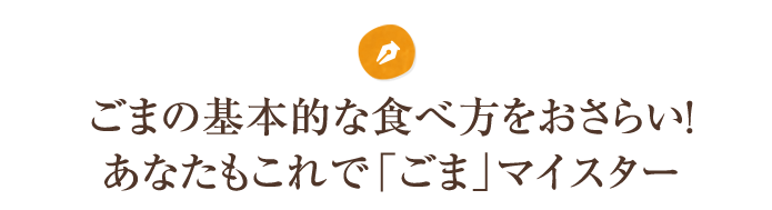 ごまの基本的な食べ方をおさらい！
あなたもこれで「ごま」マイスター